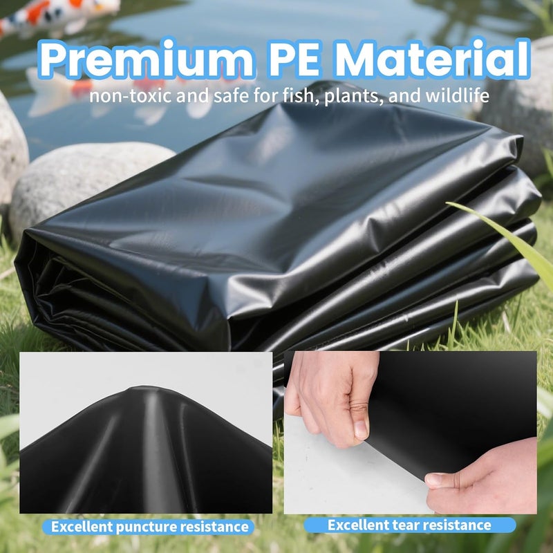 YETREE 15 x 25 FT Pond Liner, 18 Mil Pond Liners for Outdoor Ponds, HDPE Pond Liner Leakproof Ecofriendly Easy Cut, Fish Pond Liner for Garden Ponds, Fish Ponds, Water Features - Image 2